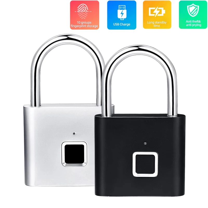 Keyless Fingerprint Padlock One Touch Open Fingerprint Door Lock for Gym School Luggage Backpack Suitcase Locker