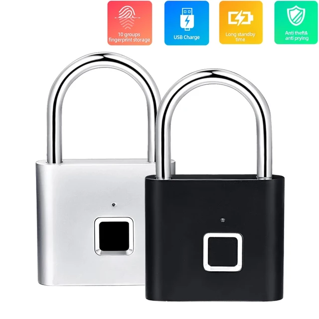 Fingerprint Lock Keyless Waterproof Anti-Theft Smart Lock Fingerprint Padlock Zinc Alloy Intelligent Safety Electronic DoorLock