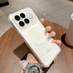 Shockproof Liquid Silicone Transparent Matte Case with Magnetic Magsafe Compatibility for Poco X8 Pro (WHITE)