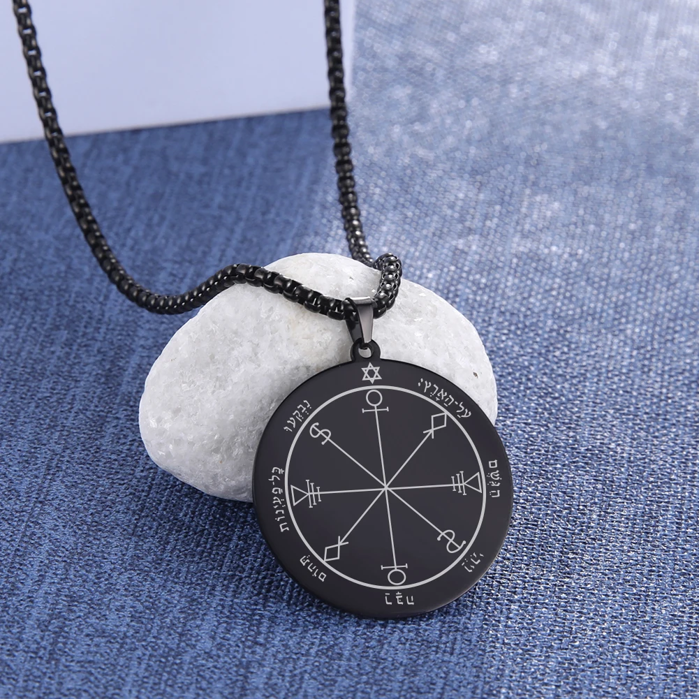 Dawapara Mystische Figur von Solomon Talisman Halskette Siegel Pentagramm von Mercury Moon Sun Kabbalah Amulett Edelstahlschmuck – Detail 13
