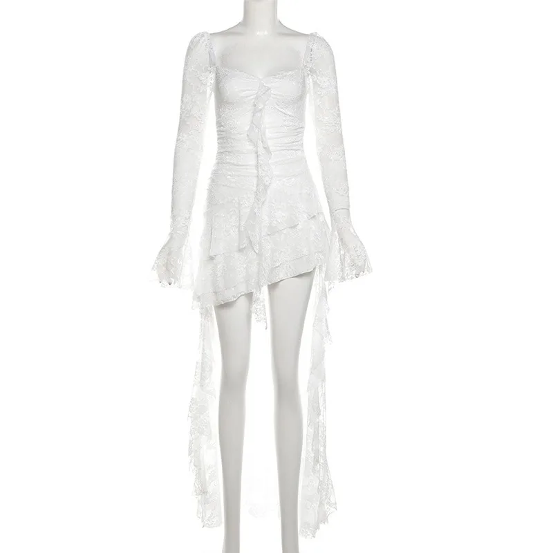 Dark Fairycore Lace A-line Dress Long Hem 6