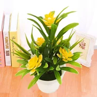 Artificial Flowers Plant Pot Simulate Fake Plastic Flowers Home Office Decor Gift Desktop Bonsai Wedding Party Balcony Ornaments 2