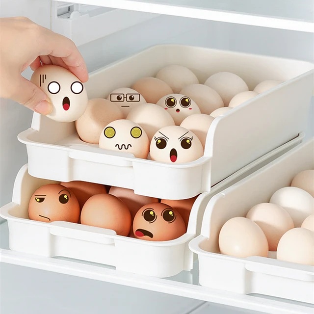 Fridge Can Dispenser Organizer Stackable Egg Holder Egg Tray Fridge Storage  Bins Refrigerator Organizer Bins for Fridge Storage Containers Egg Tray