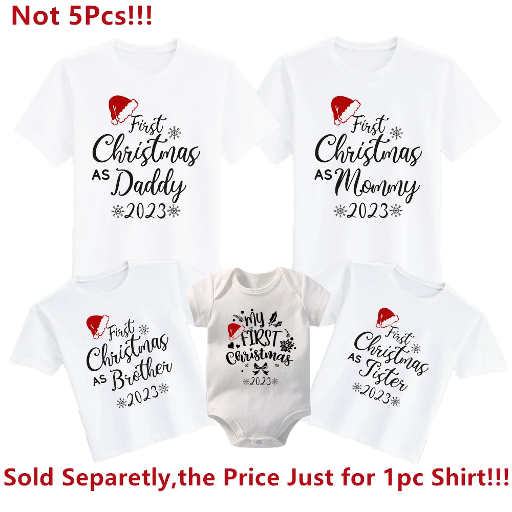thumbnail image 1 of Camisetas familiares para la primera Navidad Ropa para la primera Navidad Como papá Mamá Bebé Primera Navidad Look familiar Camisetas navideñas Regalo de Navidad, 1 of 5
