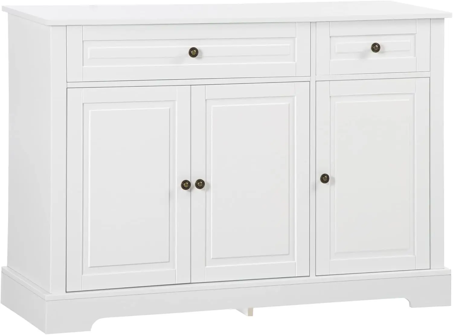 Sideboard Buffet Cabinet, Modern Kitchen Cabinet with 2 Drawers and Adjustable Shelves, Coffee Bar Cabinet, White