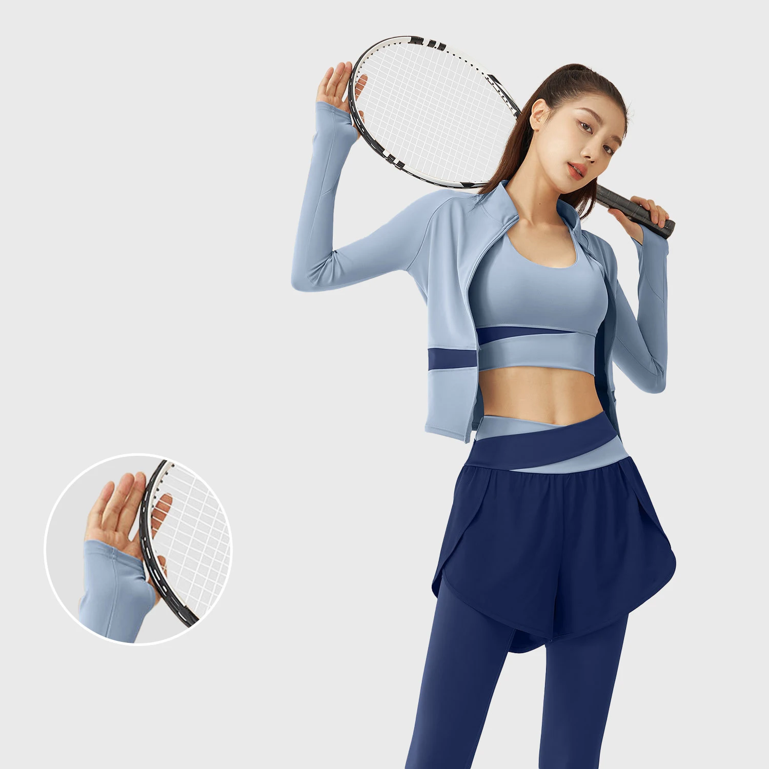 Running Fitness Yoga Suit Set Nude Slim Fit Soft Comfortable Breathable Sports Suit Jacket Pants Women's Two-piece Set New