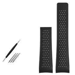 Waterproof Sport Silicone Rubber Watchband Strap - Soft and Durable Bracelet, 22mm/24mm - 24mm (Black - no buckle)