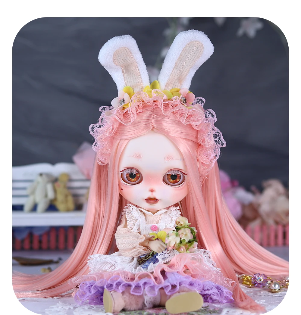 Neo Blythe Doll Multi-Color Net Layered Dress with Floral Bunny