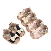 Baby Summer Sandal for Toddler Girls 0-1 Years Glitter Bowknot Anti-slip Soft PU Casual Walikng Shoes Outdoor Summer Shoes 1