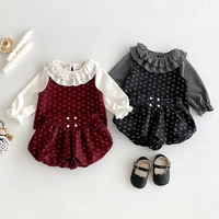 2025 New Autumn 0-3Yrs Infant Baby Girls Clothing Set Long Sleeved Cotton T-shirt+Vest+Shorts 3Pcs Children Clothes Suit