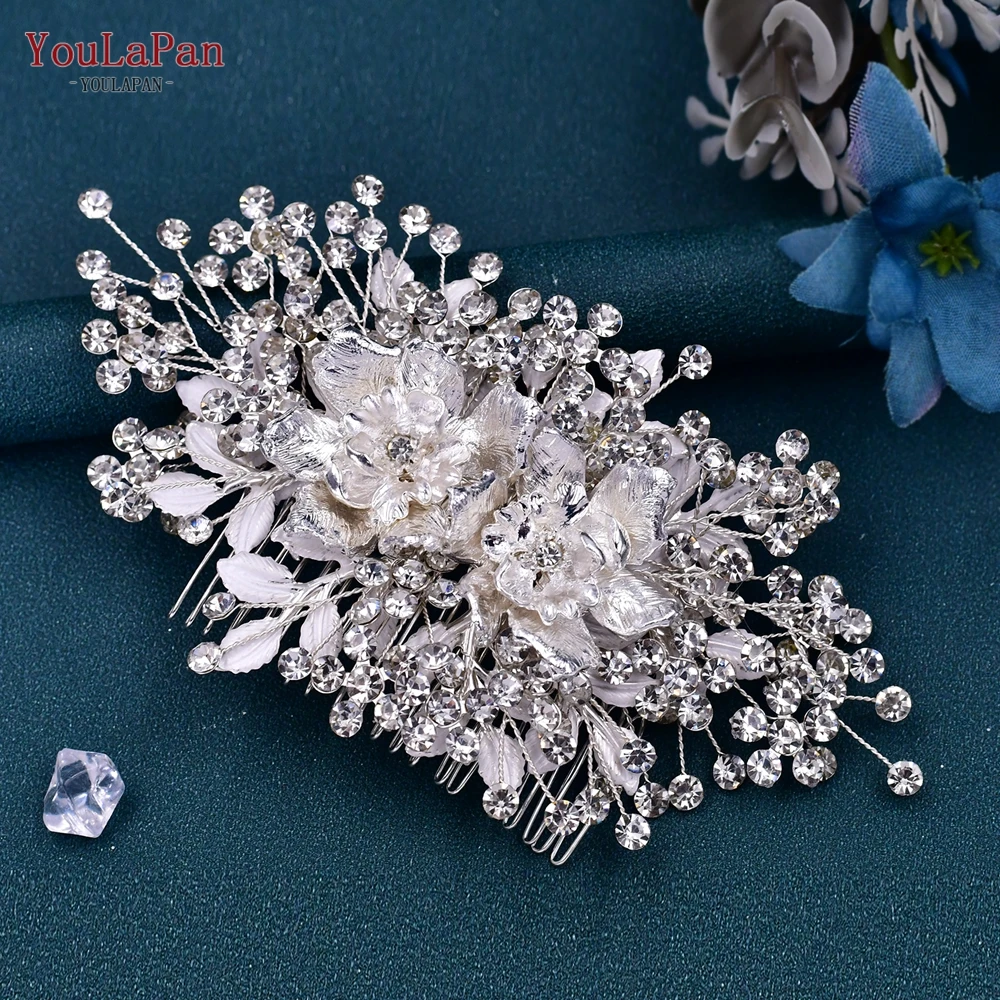 YouLaPan HP352 Fashion Wedding Headdress Bridal Hair Comb and Pin Hair Clips Woman Accessories Alloy Flower Bride Headwear