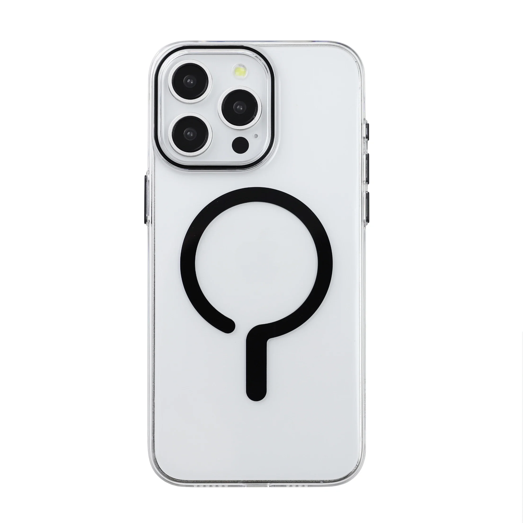 Titanium Gray Metal Button MagSafe Magnetic Shockproof Phone Case