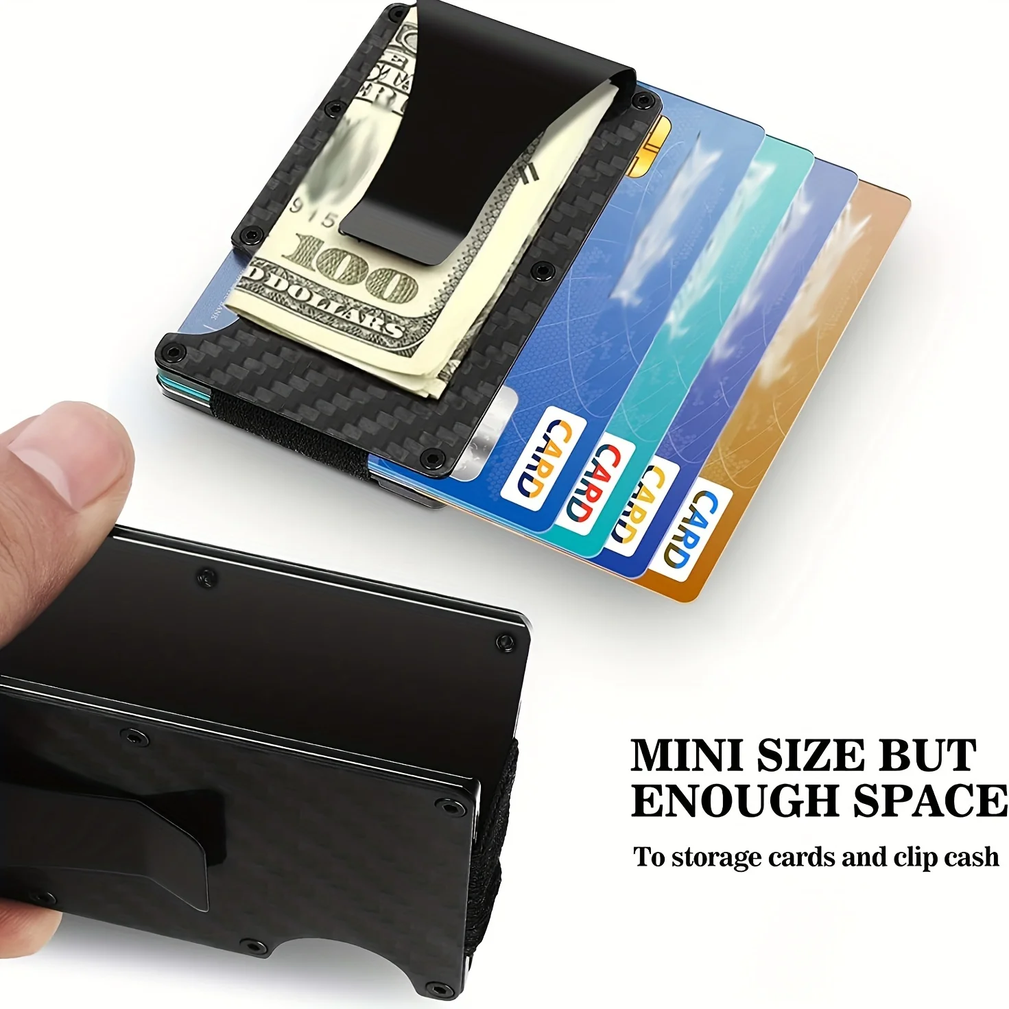Minimalist carbon fiber RFID holder ultra-thin mini ID credit card holder aluminum alloy men's and women's wallet 3