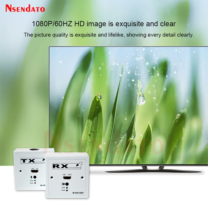 86 type wall panel H.264 HDMI Extender Over 100M Ethernet TCP/IP Cable HDMI to Ethernet Transmitter and Receiver kit For TV PC