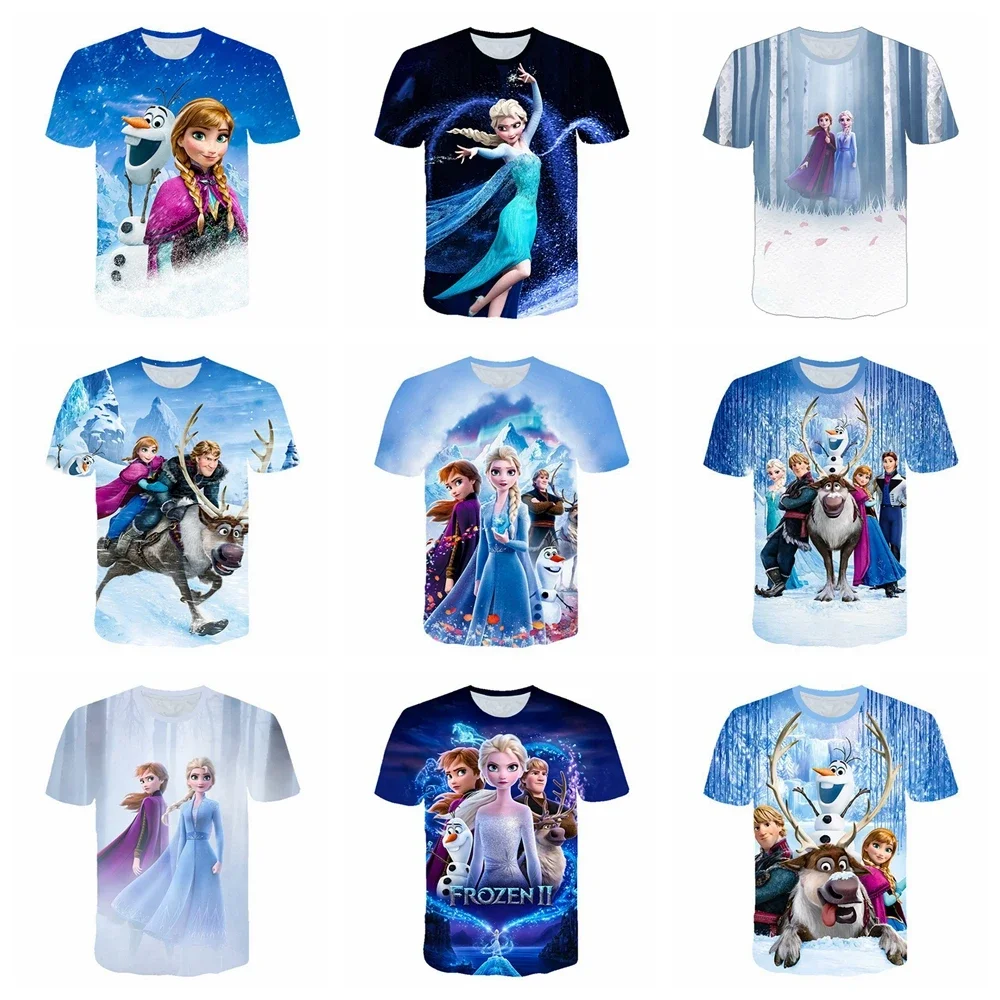 Koszulka z krótkim rękawem chłopcy letnie koszulki Frozen Elsa 3D drukuj dzieci dziewczyny Tshirt odzież codzienna mężczyźni kobiety piżama topy nastoletnie dzieci