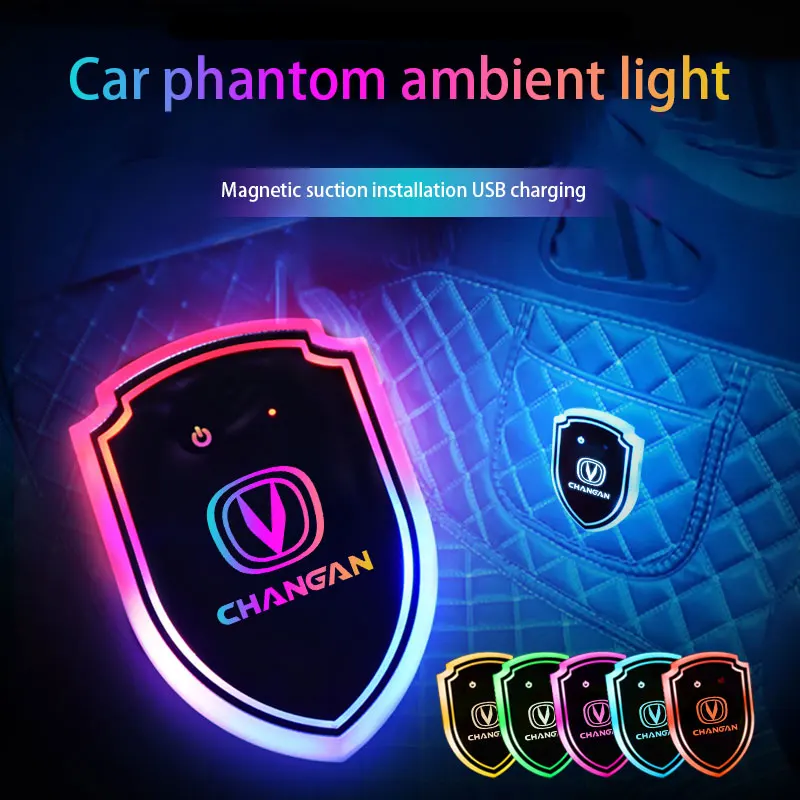 

For Changan CS35 Plus CS55 PLUS CS75 PLUS Eado UNI-T X5 X7 EV Car Shield Emblem stickers With Colorful Atmosphere Light