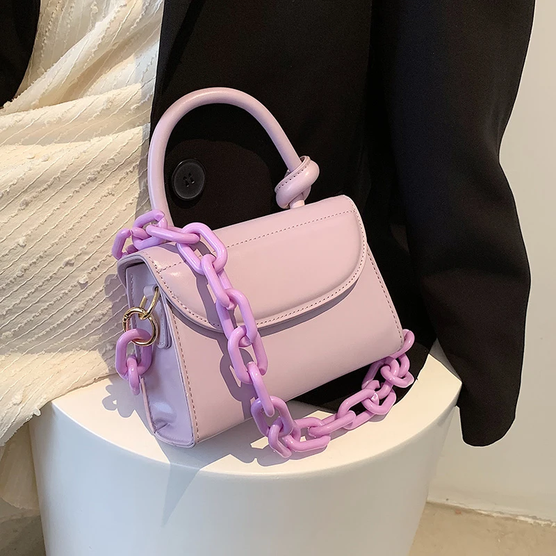 

Thick Chain Handbag Purse Fashion Bag Ladys Mini Lipstick Pocket High Quality Leather Crossbody Bag Square Wallet Flap Women Bag