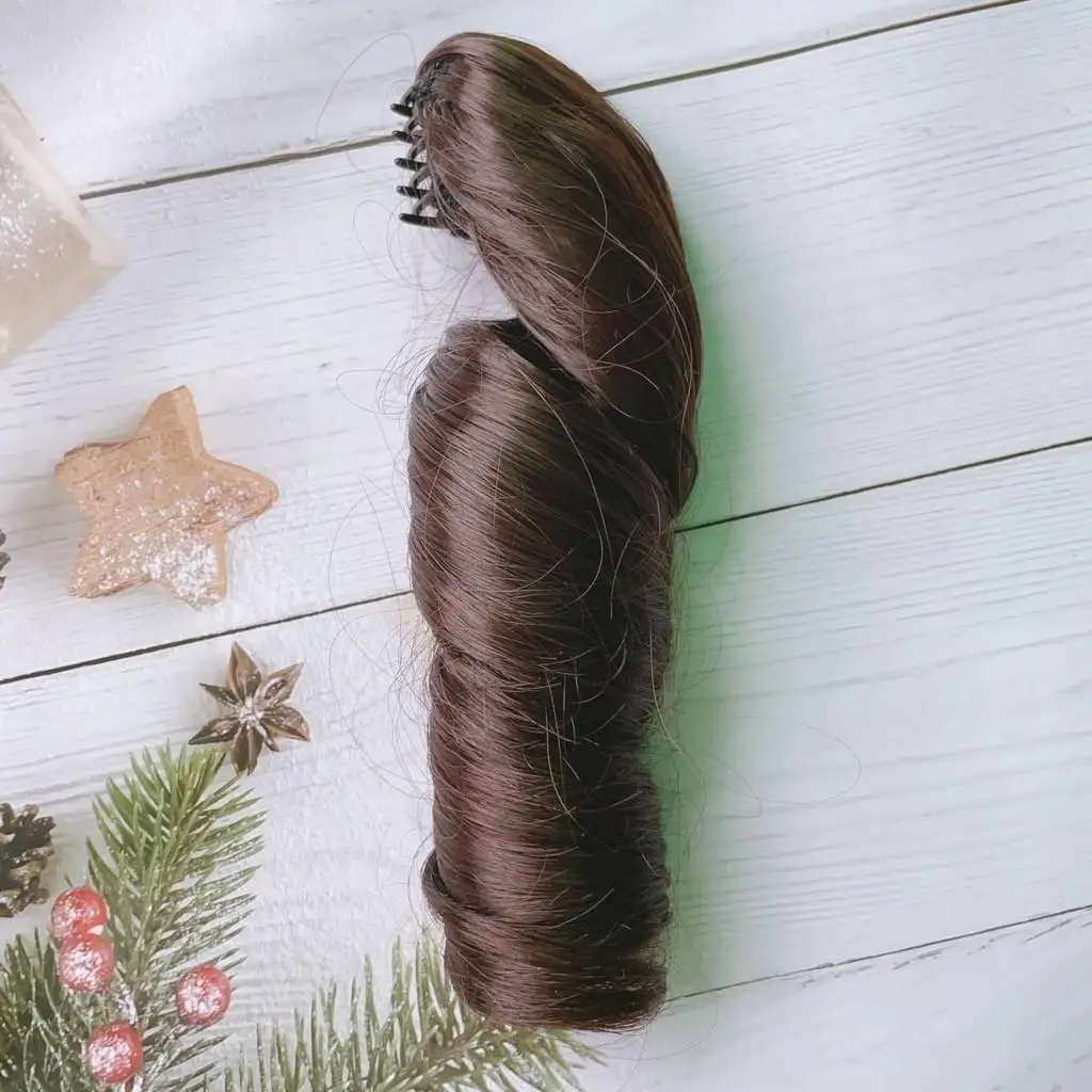 thumbnail image 1 of Peluca de seda de alta temperatura para muñeca de algodón, Clip de agarre de cola de caballo, cabello rizado TypeLong, accesorios para muñecas trenzadas, 20cm, 1 of 5