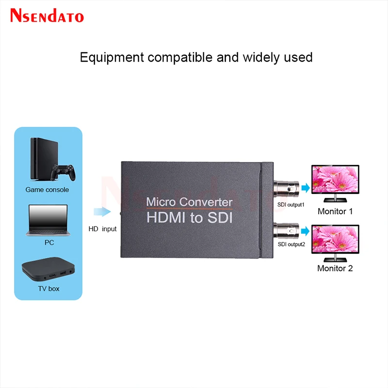 Hdmi para Sdi com Adaptador de Energia Mini 3g hd Sd-sdi Vídeo Micro Conversor Adaptador com Áudio Detecção de Formato Automático para Câmera 4k - Image 2