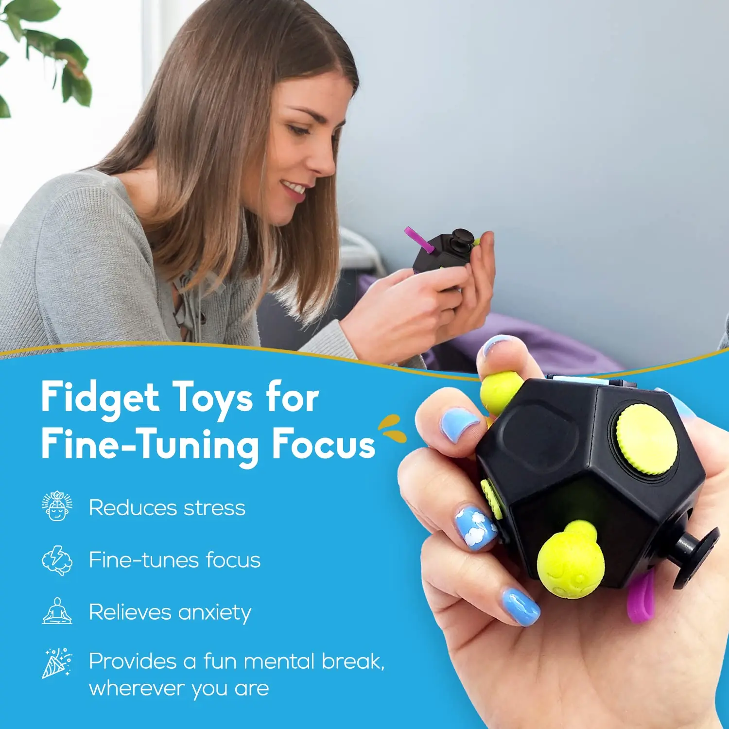 12 Sides Fidget Cube Toys Anti-Stress Antistress Sensory Toys For Children Kids Adults Autism ADHD OCD Anxiety Relief Focus 4