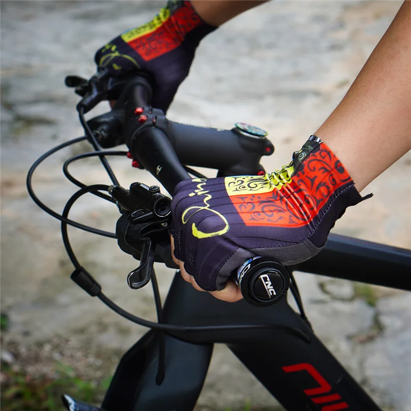 CNC Cycling Gloves Half Finger Bike Gloves Silicone Pads Bicycle Sports Gloves Gel Shock-Absorbing Breathable Shock-Absorbing 3