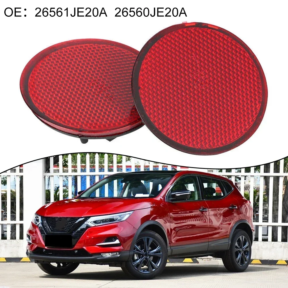 Rear Bumper Round Reflectors for Nissan QASHQAI 2007-2015 Red Color ABS Material OE Compatible 26561JE20A 26560JE20A