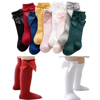 Girl Socks Bow  0-5 Year Sock Long Newborn Infant Baby Girl Kids Cotton Over Knee High Bow Stocking Leg Warmer Mesh  Socks 2