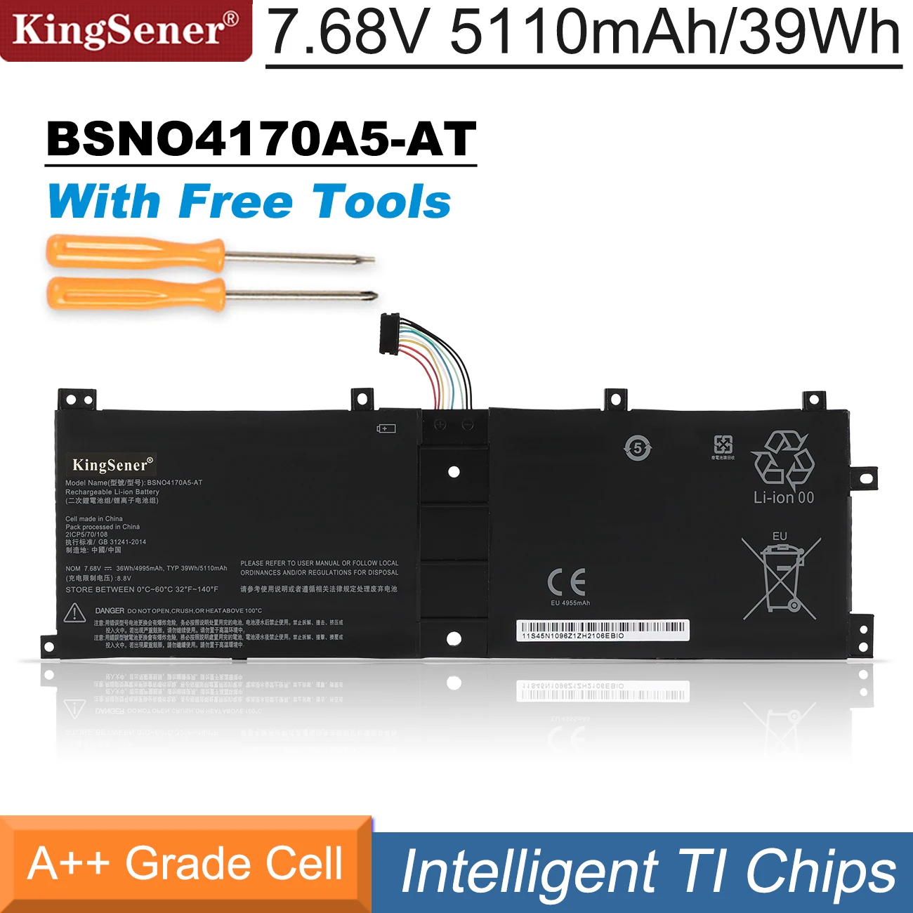 Kingsener-bateria do Portátil para Lenovo Bsno4170a5-at Miix 51012isk 520-12ikb Bsno4170a5-lh 525-12ikb Lh5b10l67278 7.68v 39wh