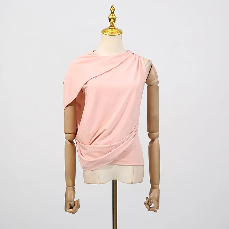 Simple style vest 2025 summer new irregular design loose sleeveless T-shirt top