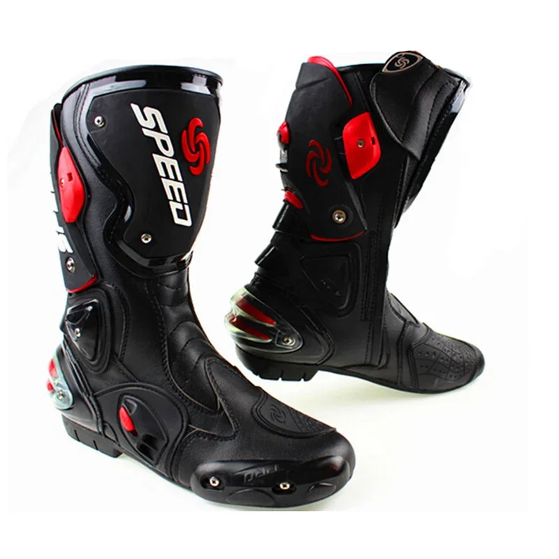 Motorcycle Racing Boots Motorbike Long Riding Protective Gear Shift Microfibe Leather boot