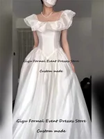 Giyu Simple A-line Korea Wedding Dress Photo Shoot Draped Off the Shoulder Floor-Length Vestidos De Novia 웨딩드레스 2