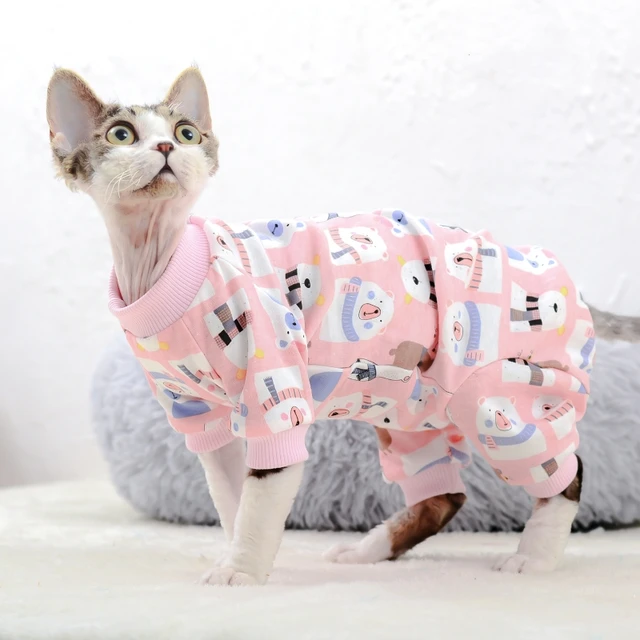 Spring Autumn Sphynx Clothes Hoodies Cute Cartoon Cat Sweater