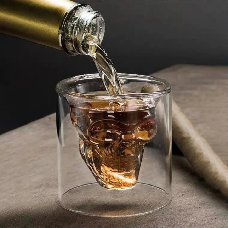 150ml Skull Head Shot Glass Fun Creative Designer Crystal Party Wine Cup Transparent Vodka Beer Steins Halloween Novelty Cup