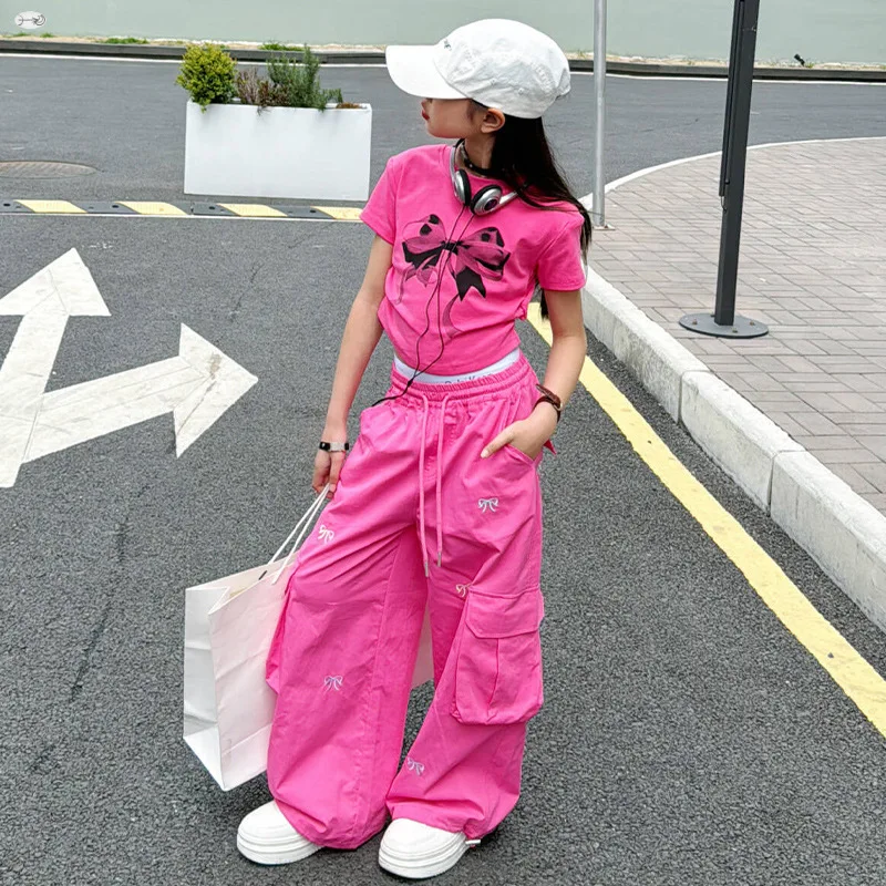 Crop Top Girls Work Pants Fashion Girl Outfits Summer Costume