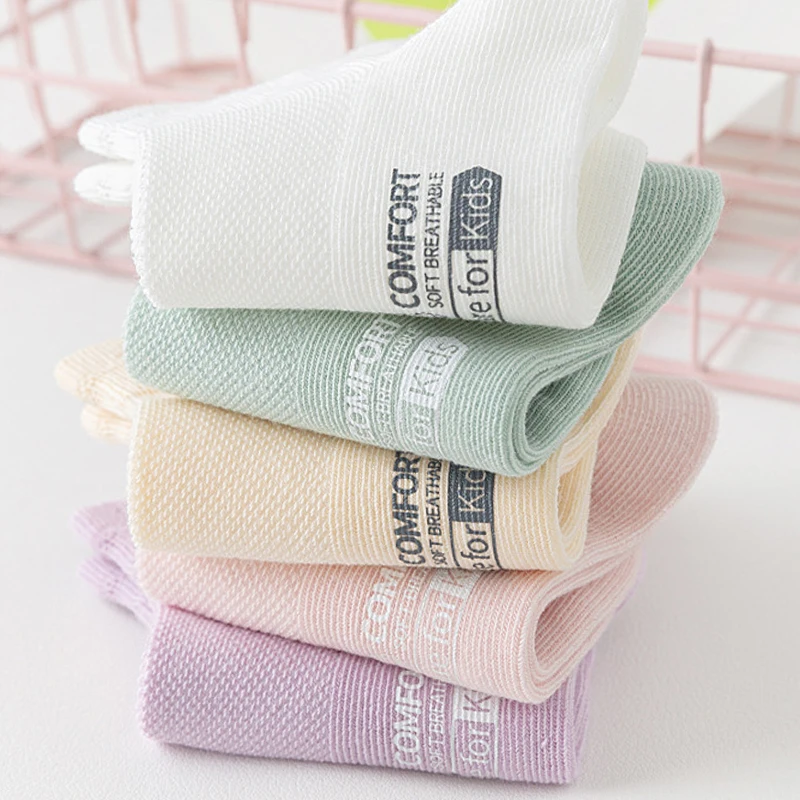 5 Pairs Sport Children'S Socks Summer Mesh Girl Socks Solid Color Kids Boys Cotton Sport For Children