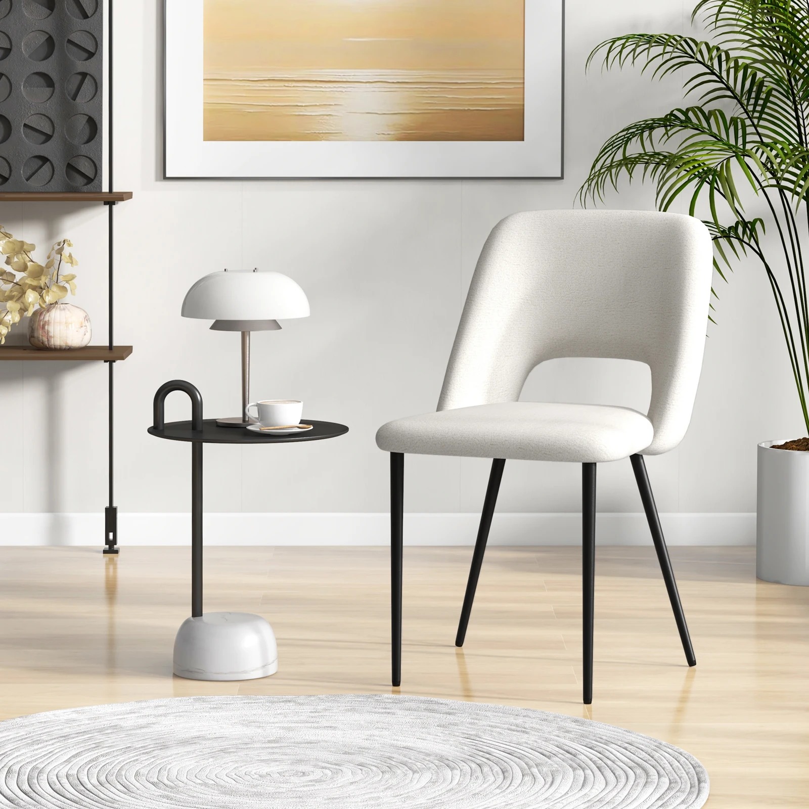2er Set Esszimmerstühle, gepolsterte Küchenstühle mit Rückenlehne, armlose Polsterstühle, Sitzhöhe 49cm, modern, Stuhl für – Detail 2