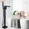 Matte Black Waterfall Bathtub Faucet Floor Standing Bathroom Bath Shower Set Hot and Cold Bath Tap Mixer With Handshower 1