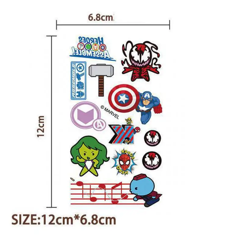 10Pcs/set Marvel Q Style Avengers Temporary Tattoo Stickers Cute Spider Man Tattoo For Funny Birthday Gift