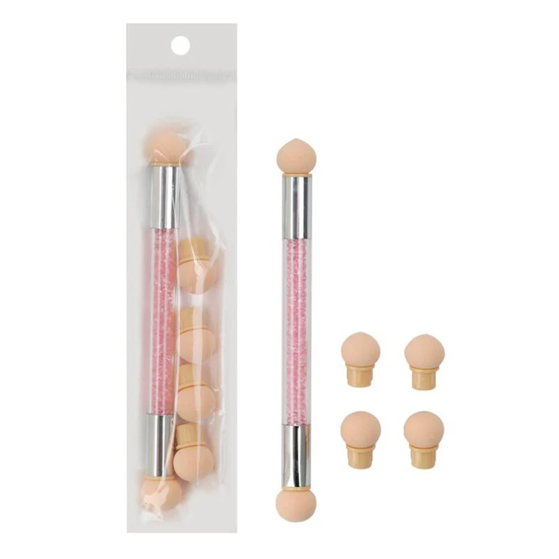 Nail Dyeing Pen Nail Art Double Head Gradient Pen Creative Beauty Painting Tools with 4 Sponge Heads Sponge