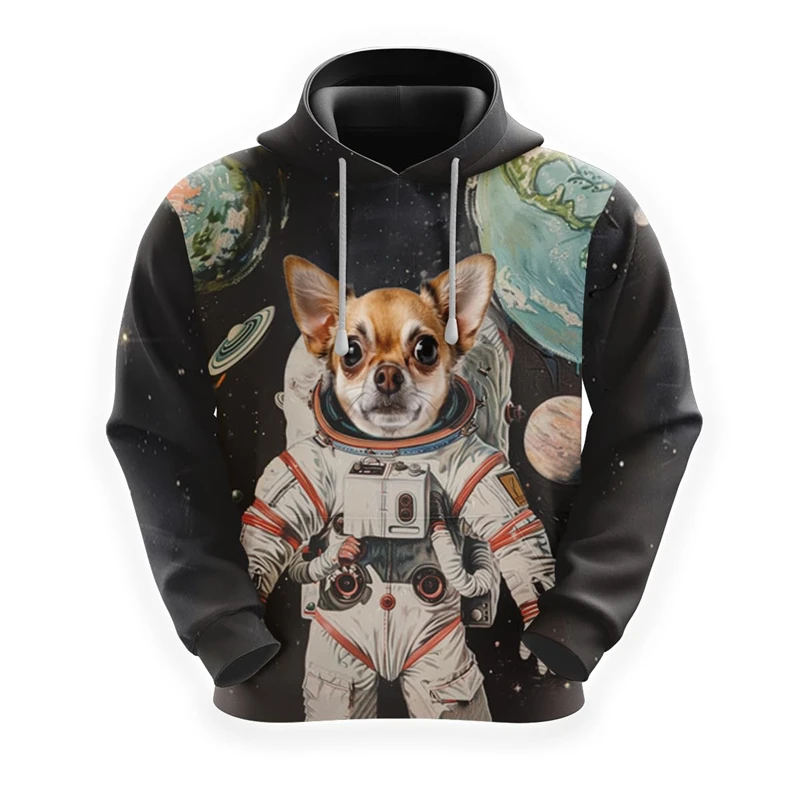 thumbnail image 1 of Sudadera con capucha con estampado de perro astronauta, divertida sudadera con capucha de golden retriever, dóberman para hombre, sudadera con capucha unisex informal para mascotas y labrador, 1 of 5