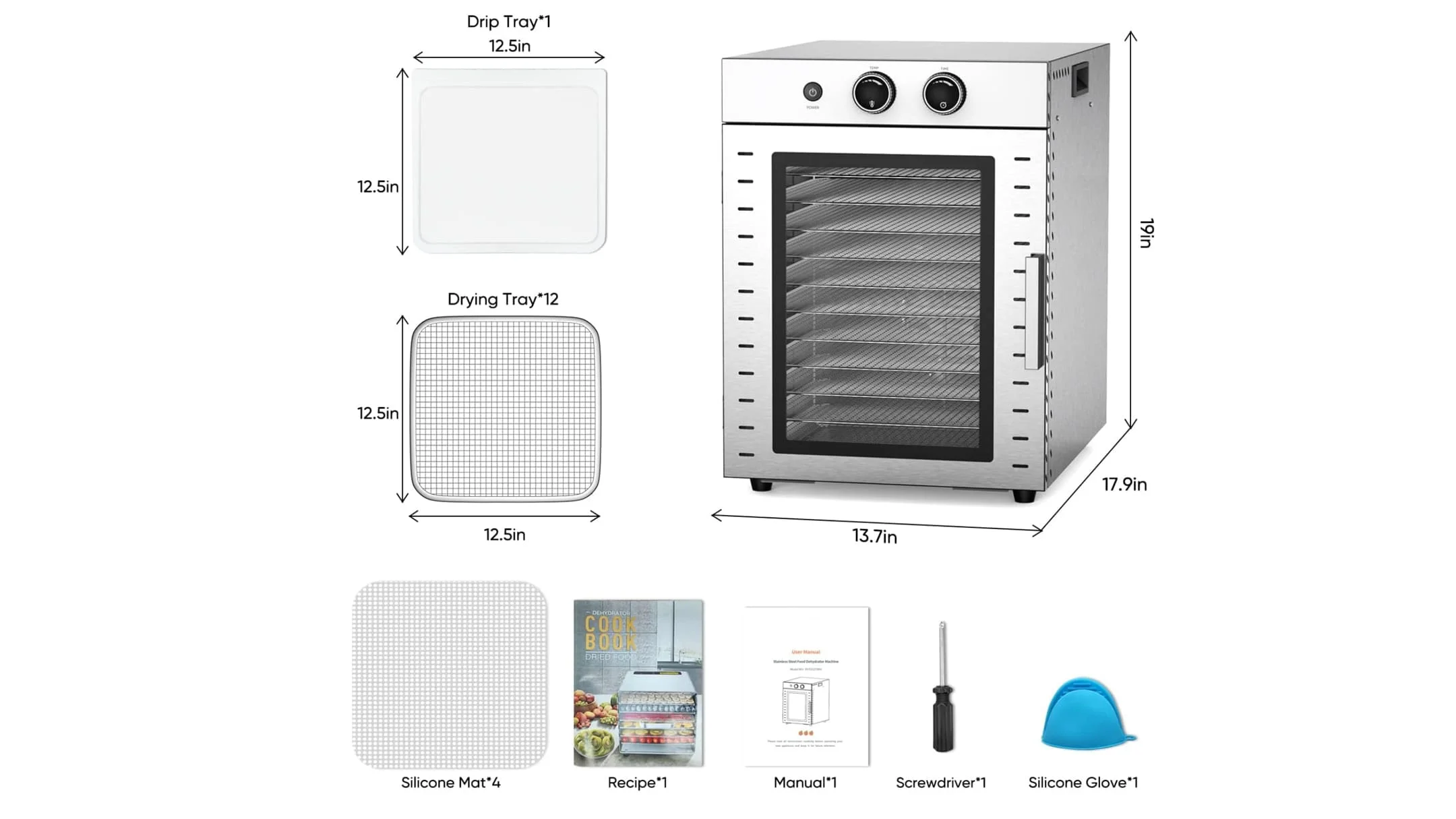 New 12 Layer Dryer Fruit Machine Dehydrator Household Double Knob Timing Suitable For Food And Dried Meat Fruits And Vegetables