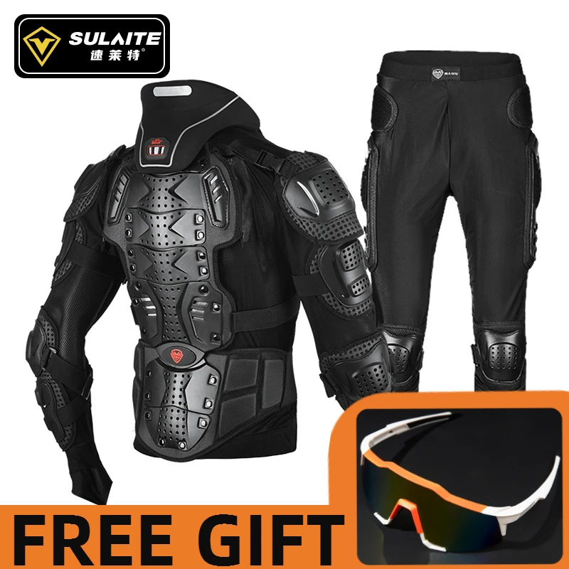 SULAITE Motorcycle Body Armor Full Body Racing Moto Jacket Neck Protection Men Suit Riding Motorbike Protection Protector motorcycle armor motorcycle body armor body protector