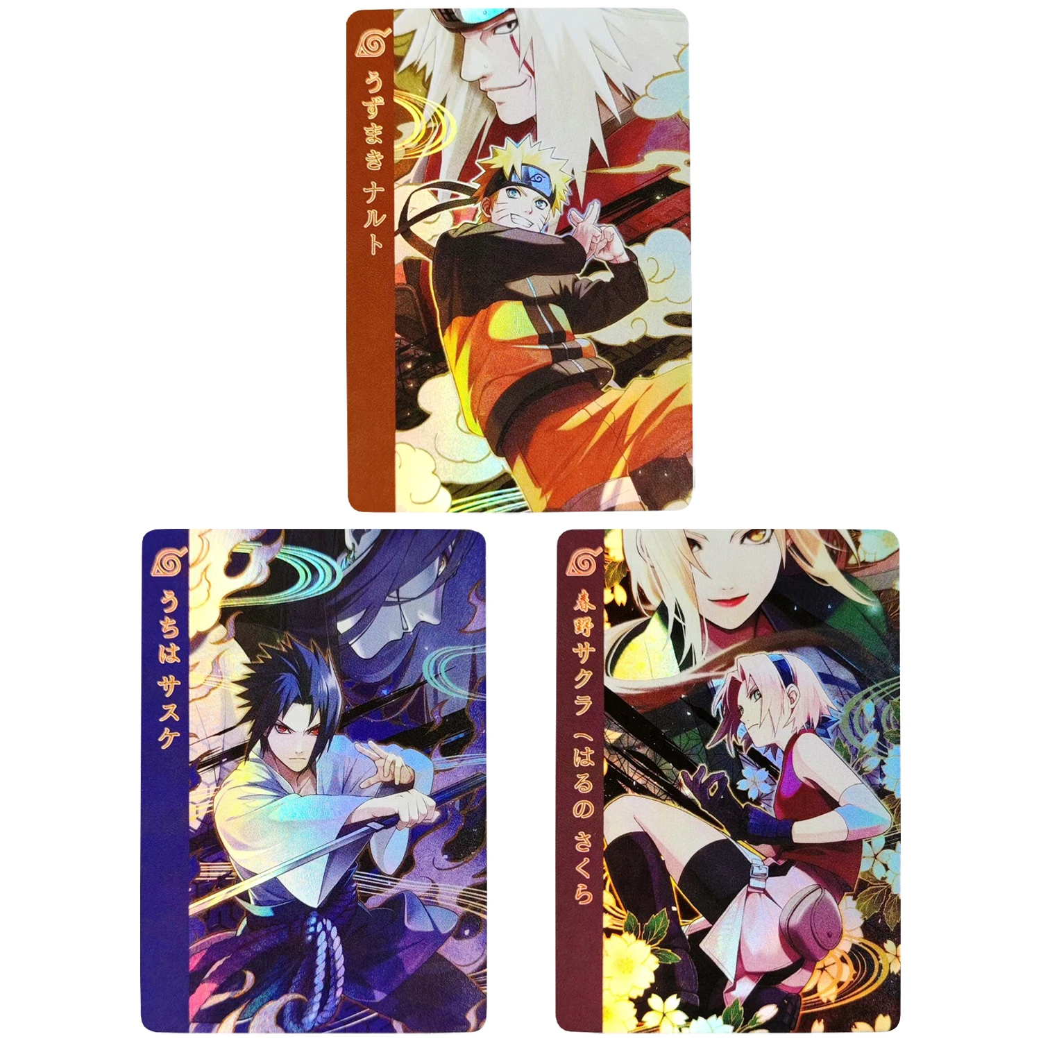 

3PCS/set NARUTO Flash Card Uchiha Sasuke Uzumaki Naruto Haruno Sakura Diy Gift Toys Anime Game Collection Cards