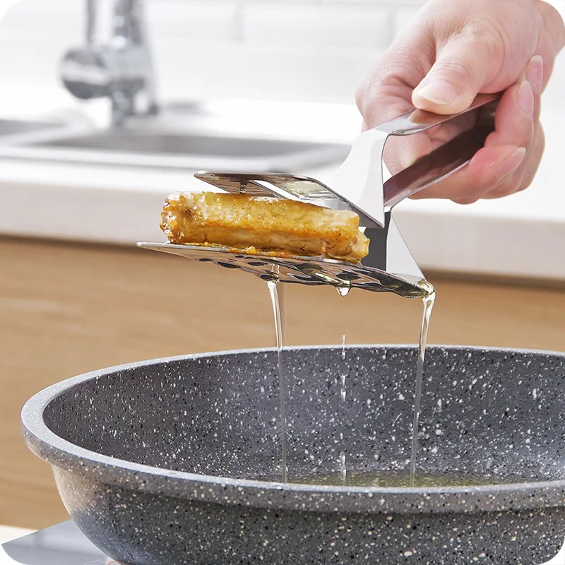 Cooking Tongs Stainless Steel Frying Shovel Clip Multifunctional Steak BBQ Tongs Frying Fish Spatula Clip Household Kitchen Tool Bread