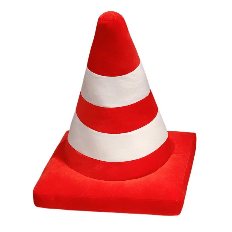 Simulation Traffic Cone Plush Pillow Creative Roadblock Stuffed Early Education Toys Cushion Doll Kids Boys Road Game Gift 3