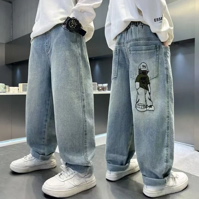 2025 Spring Autumn Fashion Boys Denim Pants Children Trousers Casual Kids Jeans Pants for 4-14 Years Teenager Boys Clothing 4