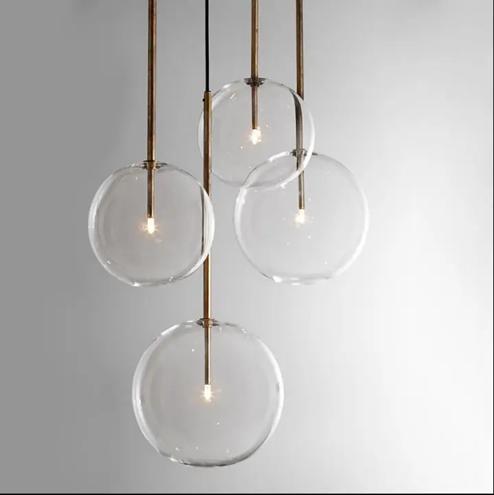 

Креативные геометрические светильники в скандинавском стиле, стеклянная круглая настольная лампа для ресторана, кафе, бара, для спальни, люстра с одной головкой