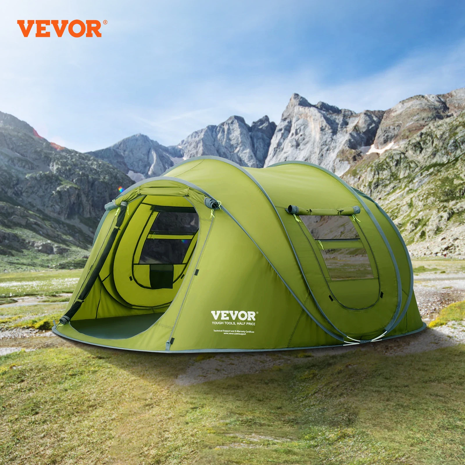 

VEVOR Outdoor Camping Tent Pop-Up Tents for 4 Person Easy Setup Waterproof Backpacking Tent for Family Camping Hiking Hunting