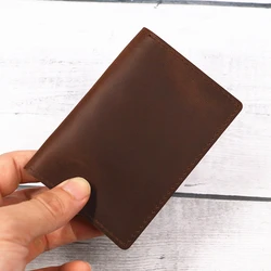 Genuine Leather Superhero Slim Bifold Wallet (Dark Brown)
