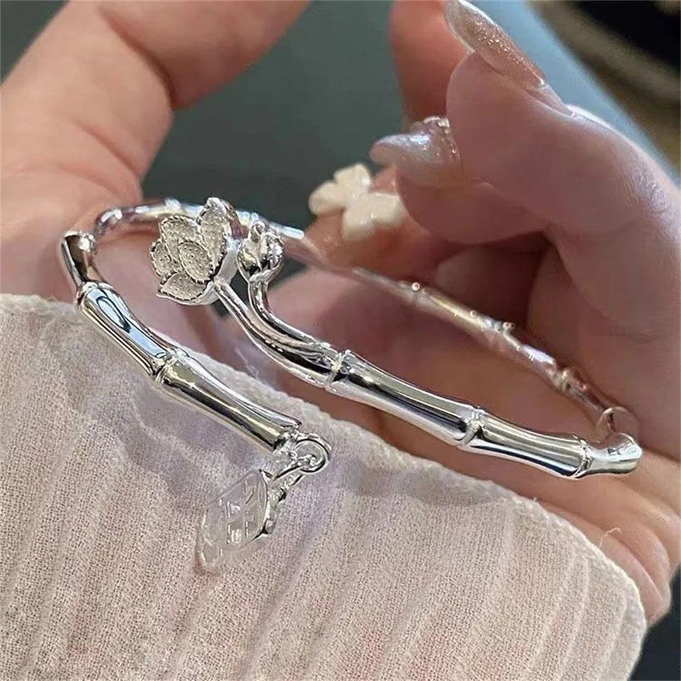 Bracciale Da Donna In Argento Con Fiore Di Loto E Foglia Stile Etnico Raffinato Da 8,82 € | DHgate Bracciale Da Donna In Argento Con Fiore Di Loto E Foglia Stile Etnico Raffinato Da 8,82 € | DHgate